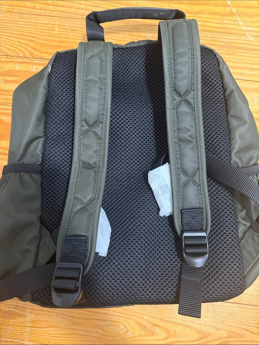 HUNTER Olive Green Nylon Backpack with Red Logo Patch